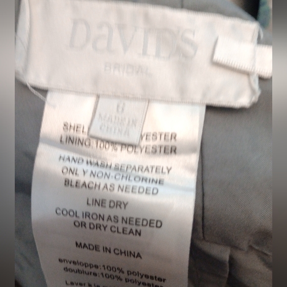 David's Bridal Evening Gown, Flutter Sleeves Zipper, Gray, open back, Long, 6 - Picture 6 of 14